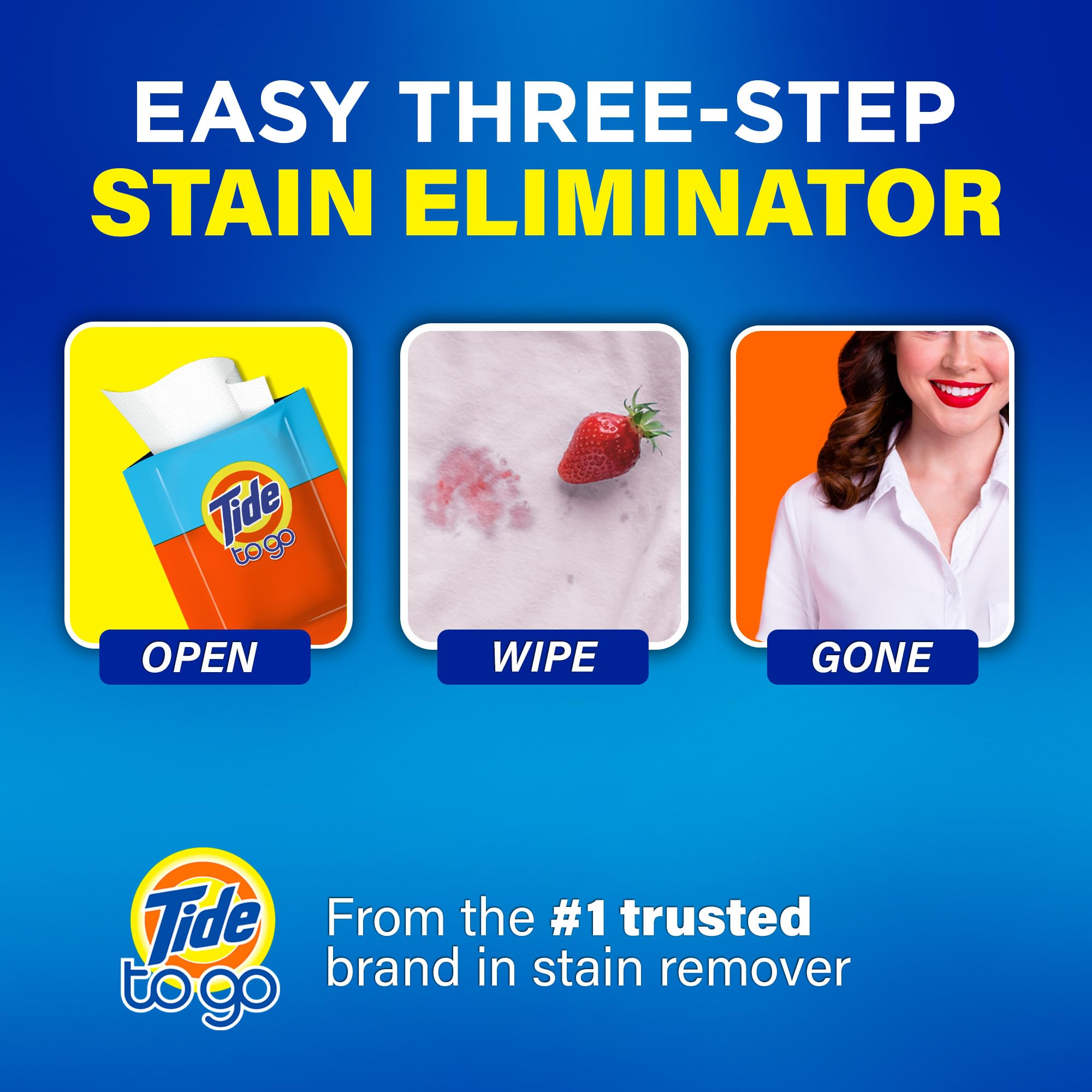 Tide To Go Stain Remover Wipes for Clothes, Instant Laundry Travel Stain & Spot Remover, 3 Pack, (30 Wipes Total)