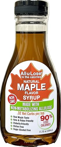 BetterTaste Natural Maple Flavored Allulose Syrup, Zero Calorie Sugar Substitute, 11.75-Ounce Bottle, Non GMO, Non-Erythritol, Gluten Free & Vegan