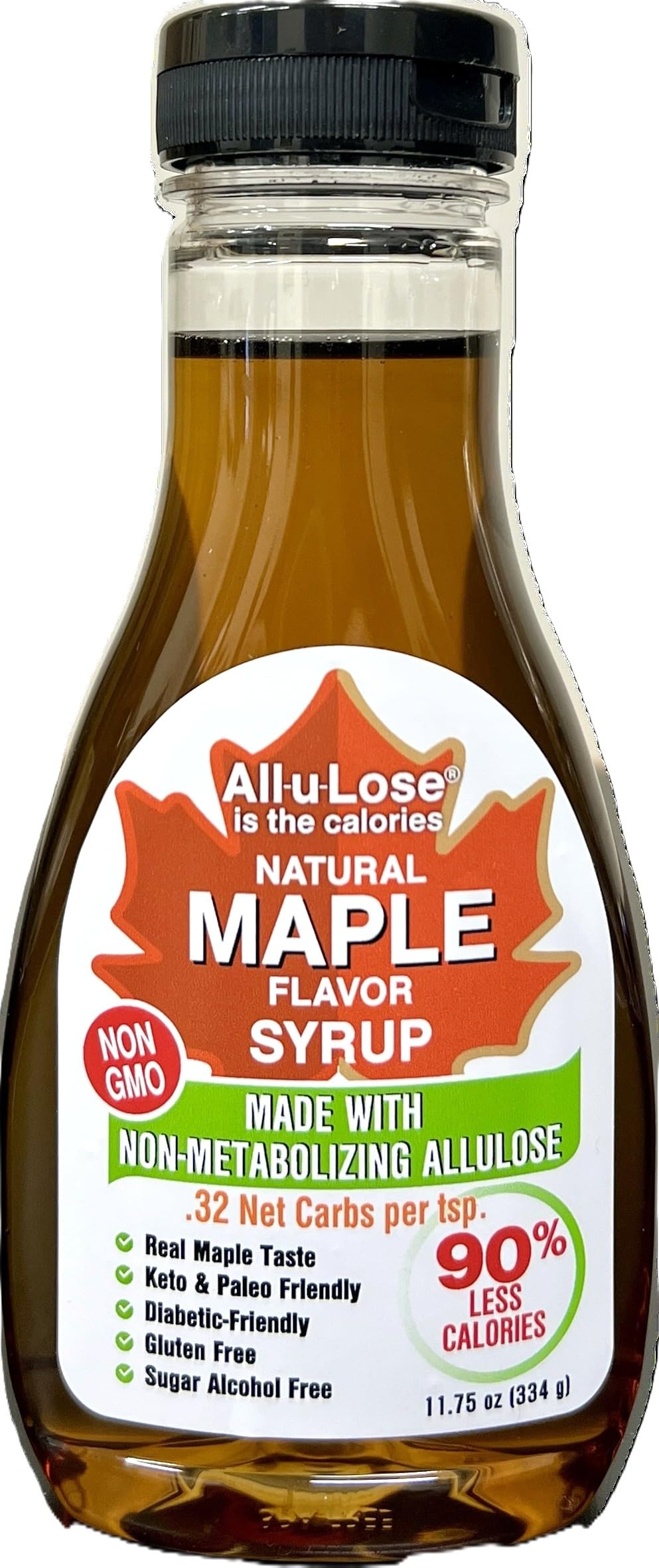 BetterTaste Natural Maple Flavored Allulose Syrup, Zero Calorie Sugar Substitute, 11.75-Ounce Bottle, Non GMO, Non-Erythritol, Gluten Free & Vegan