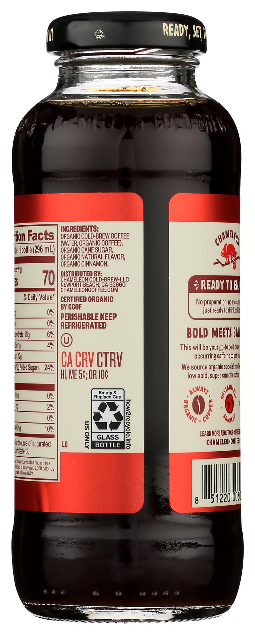 Chameleon Cold-Brew, Ready-to-Drink Mexican Coffee, 10 oz