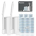 2 Pack Disposable Toilet Brush Set with 60 Refills, Wall-mounted Toilet Bowl Wand Kit-2 Extend Toliet Wand, 2 Storage Holder&60 Disposable Refill