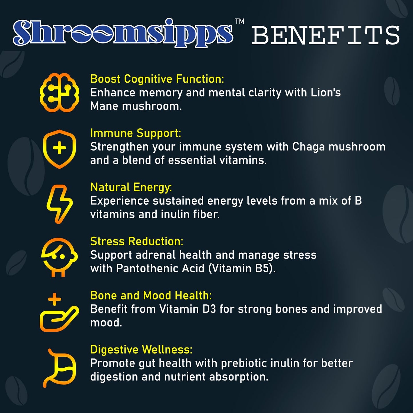 Mushroom Coffee 16 Single Serve Capsules. Medium Roast with Lions Mane and Chaga Mushrooms. Vitamins for Focus, and Gut Health, and Immune Health