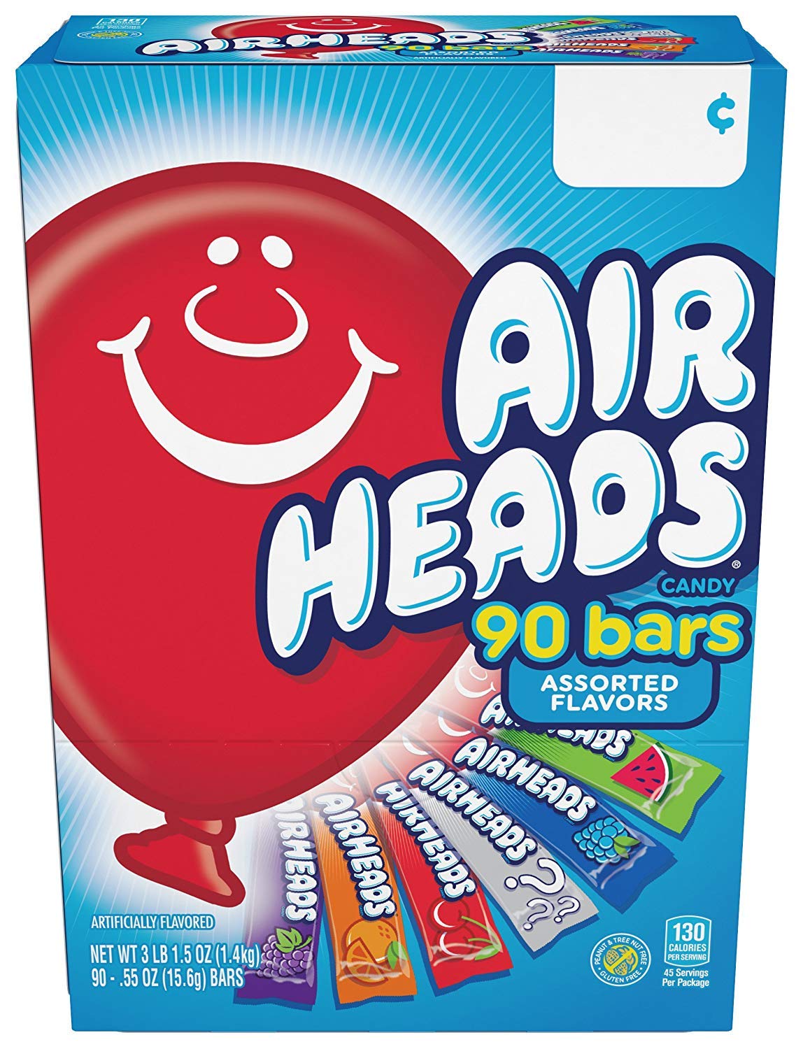 Airheads Bars, Chewy Fruit Candy, Variety Pack, 90 Count (Packaging May Vary) - 5 Pack