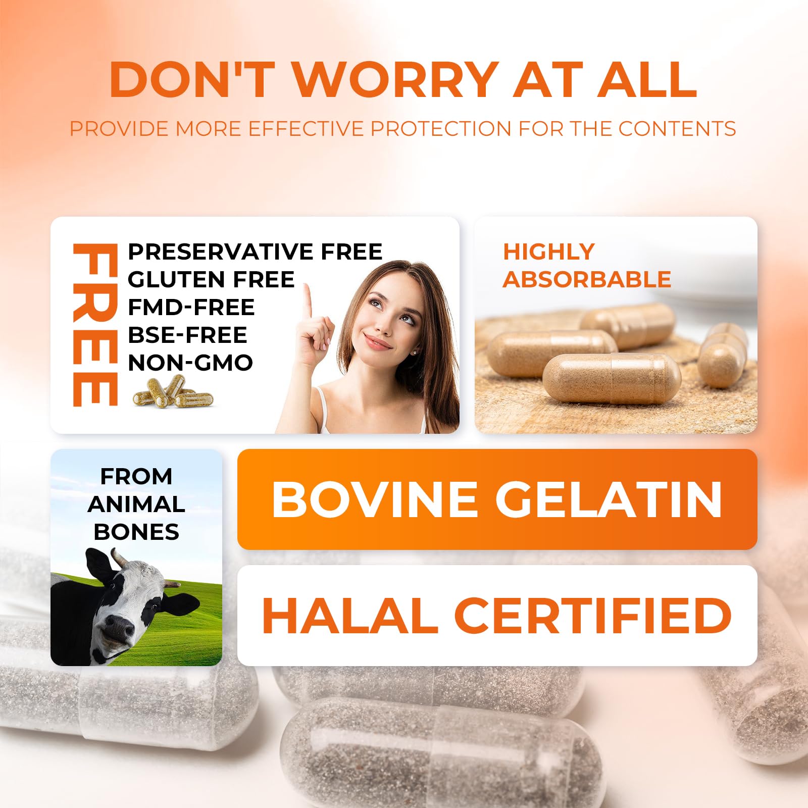 Angtai JN Gelatin Capsules Size 00 Empty Pill Gel Caps Pure Bovine Clear (1,000 Count) Gluten Free, Non-GMO, Halal Certified Filling Kit with 2 Spoons