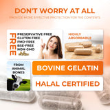 Angtai JN Gelatin Capsules Size 00 Empty Pill Gel Caps Pure Bovine Clear (500 Count) Gluten Free, Non-GMO, Halal Certified Filling Kit with 2 Spoons