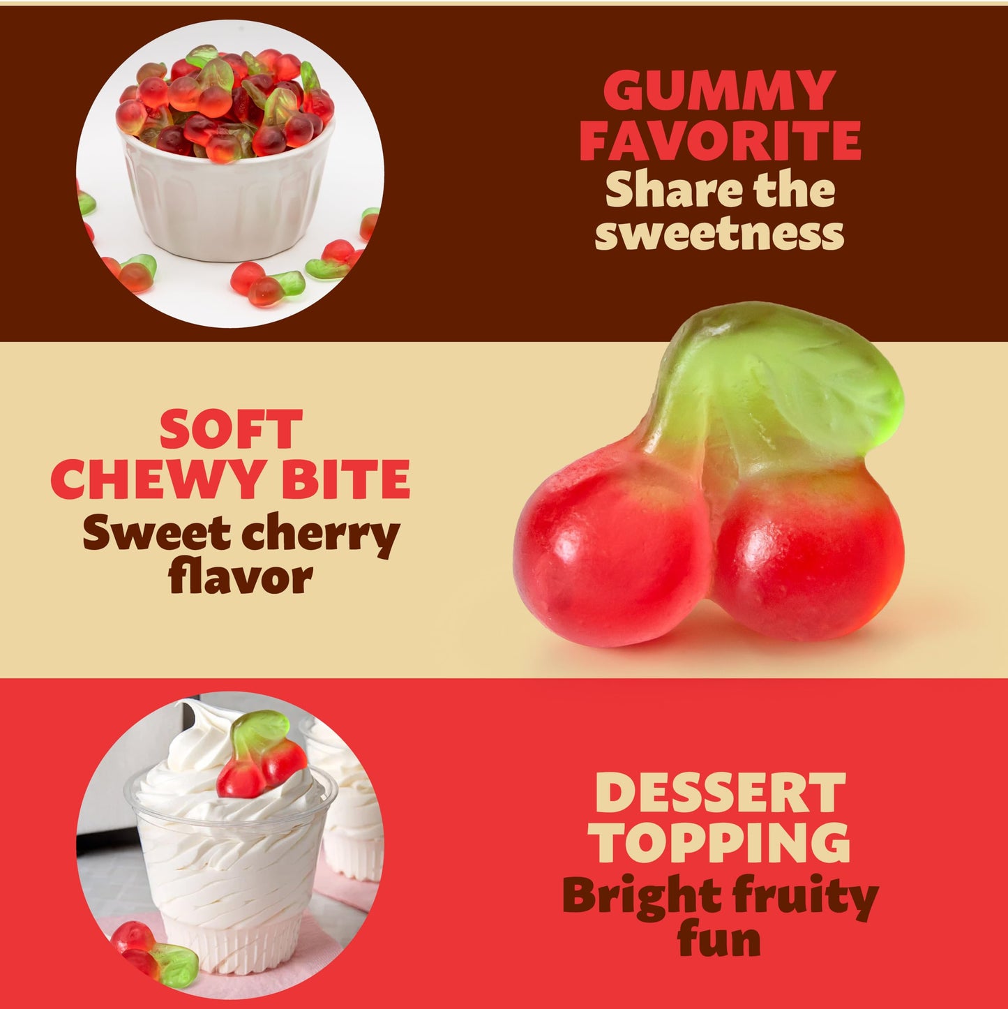 Cherry Gummy Candy | 1-Pound Bag | Chewy Cherry Candy | Soft & Juicy Fruit Gummies for Parties, Gifting, Dessert Decorating, Buffets & Everyday