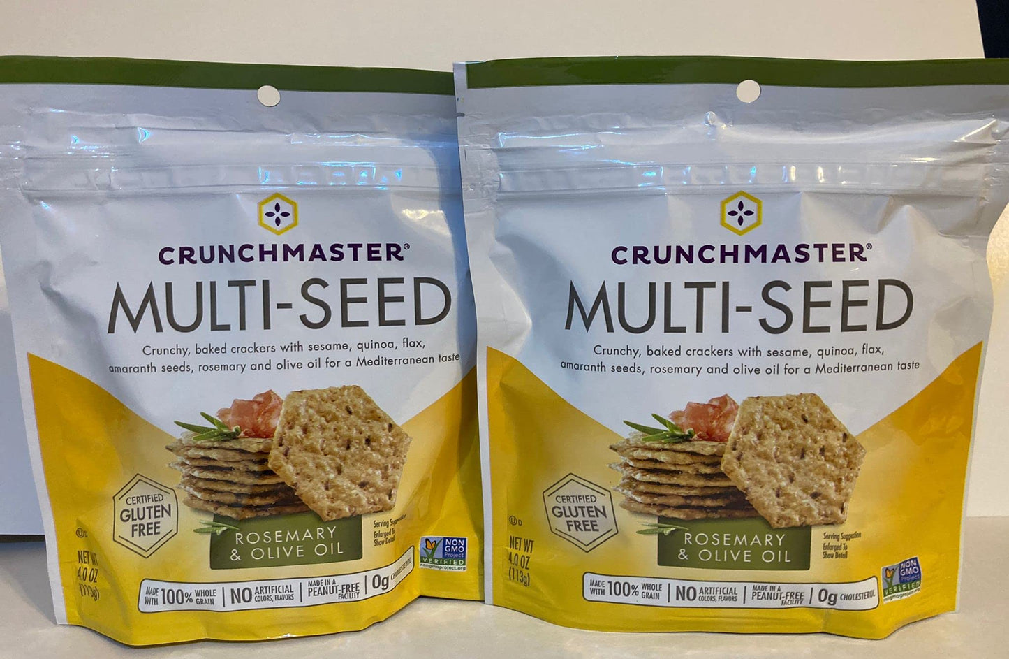 Crunchmaster Multi-Seed Crackers, Rosemary & Olive Oil, 4 Ounce (Pack 2)