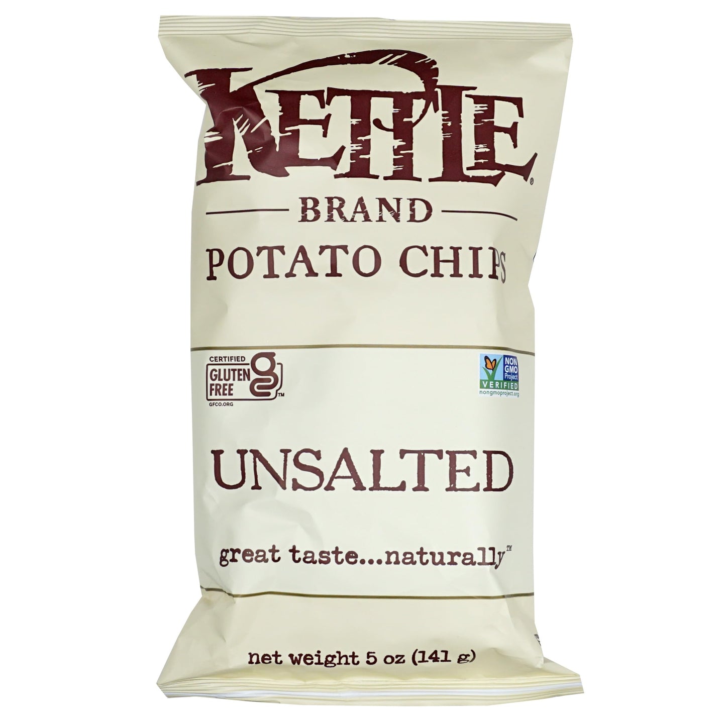 Kettle Potato Chips Unsalted, 5 Ounce (Pack of 3)