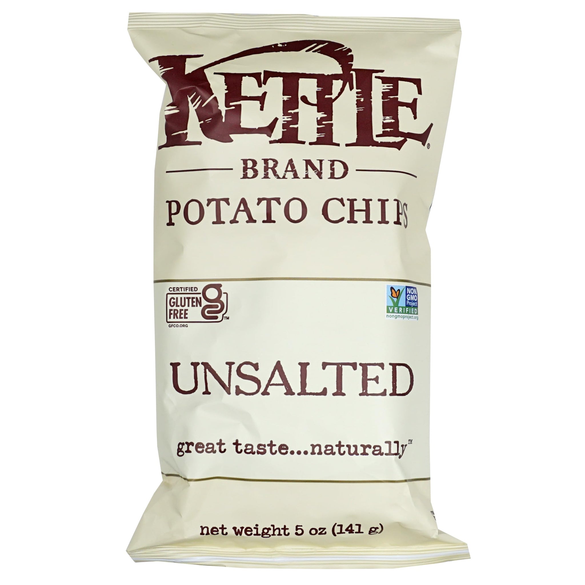Kettle Potato Chips Unsalted, 5 Ounce (Pack of 3)