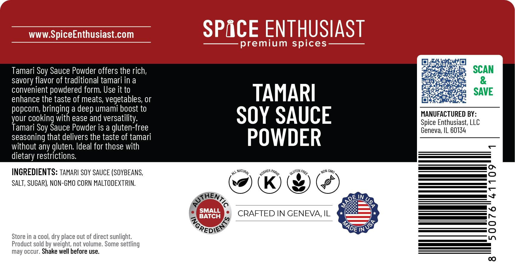 Spice Enthusiast Tamari Soy Sauce Powder - 4 oz