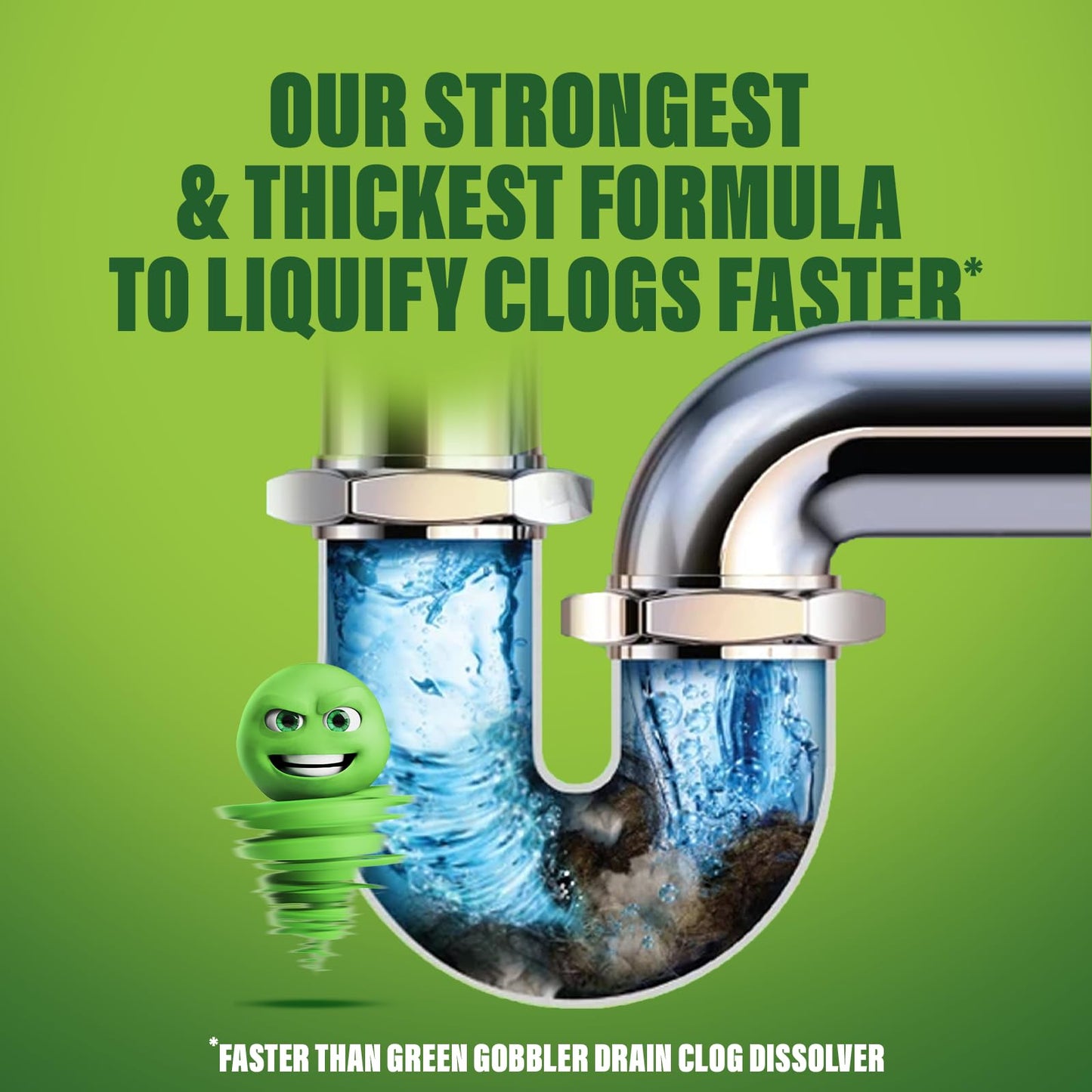 Green Gobbler Industrial Strength Grease and Hair Drain Clog Remover | Drain Cleaner Gel | Safe for Pipes, Toilets, Sinks, Tubs, Drains & Septic