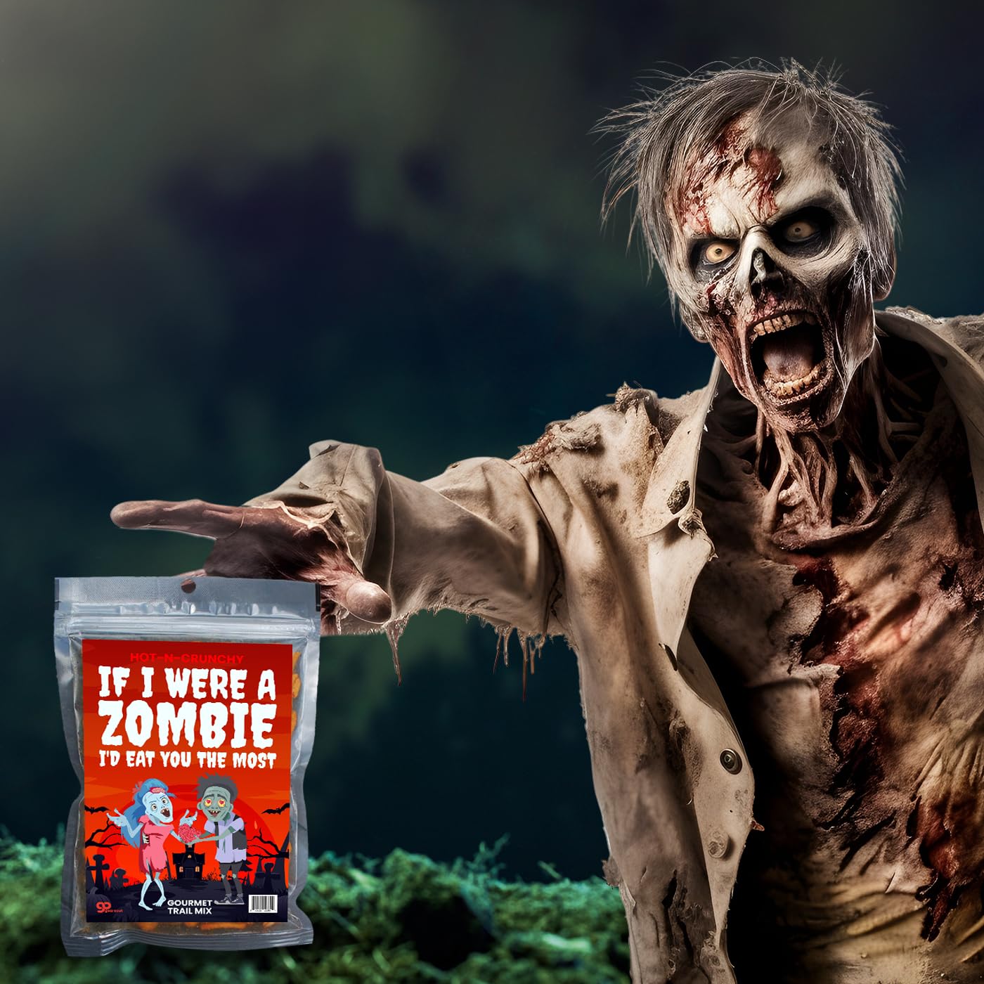Funny Zombie Eat You Most Trail Mix - Premium Snack Blend - Strange Food Valentine Gifts for Couples Horror Themed Snacks for Date Night Gift Basket
