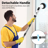 GOXAWEE Electric Spin Scrubber, Cordless Cleaning Brush with 8 Replaceable Brush Heads, Power Shower Scrubber with Long Handle for Bathroom, Tub
