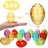 Fumete Large Diamond Easter Eggs with Stickers 3 Inch Fillable Plastic Pastel Eggs Translucent Colorful Eggs Bulk for Filling Treats Basket Stuffer