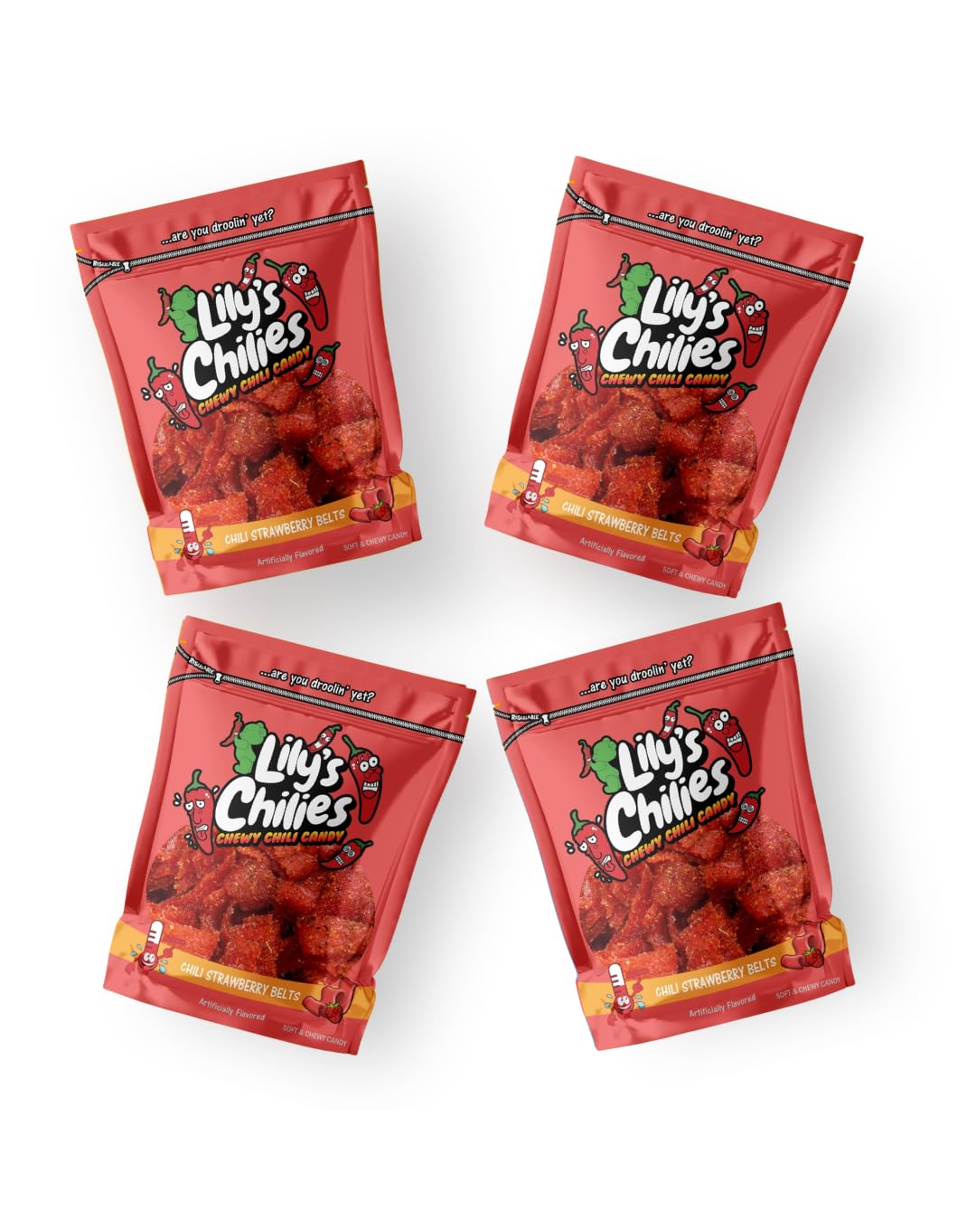 Lilys Chilies, Sour and Chili Chewy Candy (Chili Strawberry - 4 Pack)