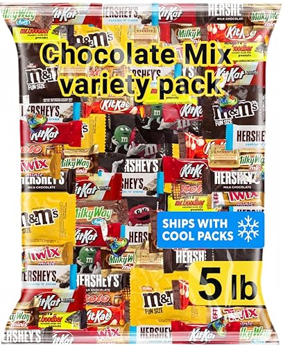 Chocolate Assorted Bulk Candy Variety Pack 5lb - Mini Chocolate Bars, Milk & Dark Chocolate Mix - Individually Wrapped Bulk Candy for Office Snacks