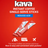 Kava Low Acid Instant Coffee Gift Set, 4 Ounce Glass Jar & 20 Single Serve Stick Packets for On-The-Go & Travel