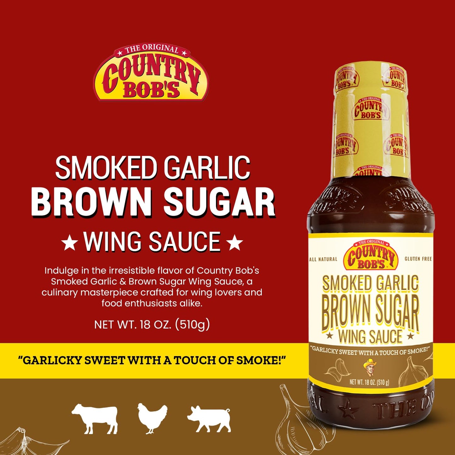 Country Bob's - Smoked Garlic & Brown Sugar Wing Sauce - 18 oz