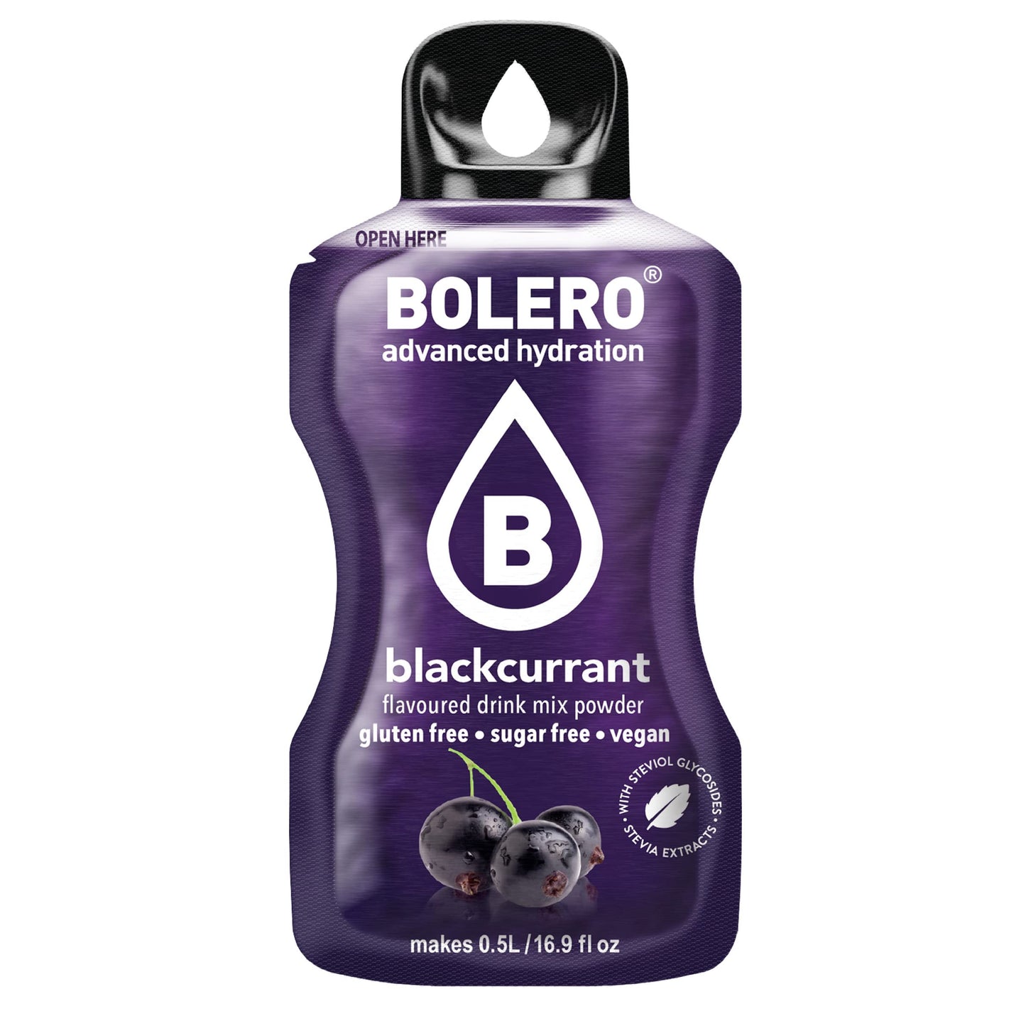 Bolero- Sugar Free Drink Mix Packets Black Currant Fruit Flavors | Powdered Flavored Water Packets | 36 Small Sachet On The Go Packets