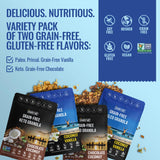 Inrive Grain Free Granola Variety Pack, Paleo Vanilla and Keto Chocolate, Gluten-Free, Soy-Free, Kosher, No Refined Sugar, 4 Pack, 8 oz