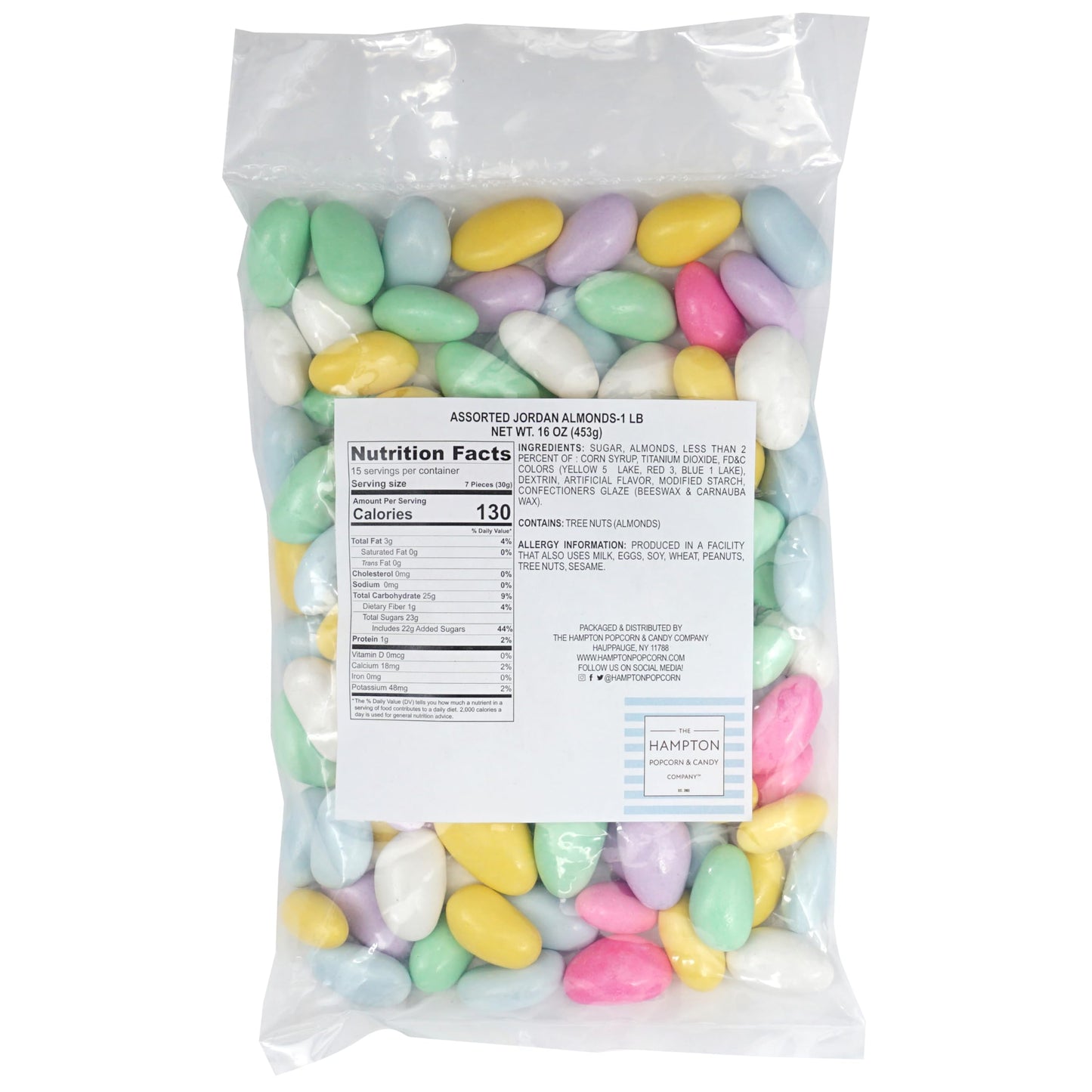 Assorted Jordan Almonds, 1 Pound Jordan Almond Bulk Bag, Almond Candy, Jordan Almonds Candy