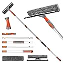 LOMIDA 2-in-1 Window Squeegee Cleaner with 62" Window Cleaning Tool Kit with Extension Pole, Bendable Head for Extra Force, Window Washing Equipment