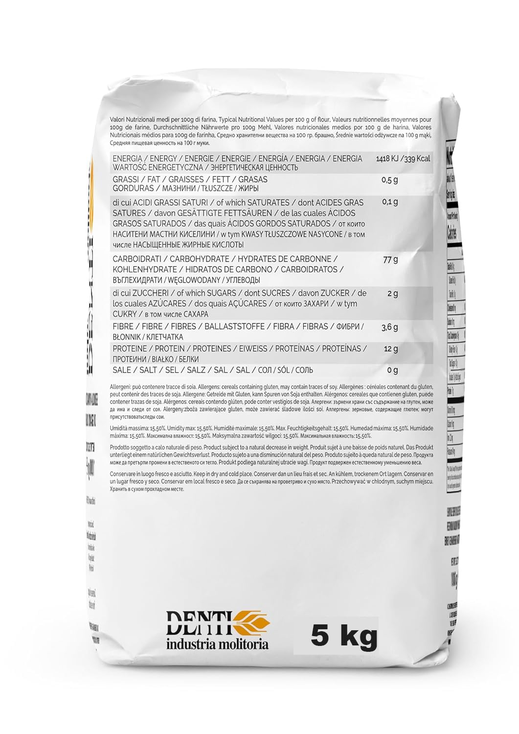 (5Kg. Bag) Semola Flour, Finer Ground Semolina Rimachinata for Fresh Pasta, Bread, Gnocchi (Finer Ground, Non-GMO, Product of Italy) 11Lb.