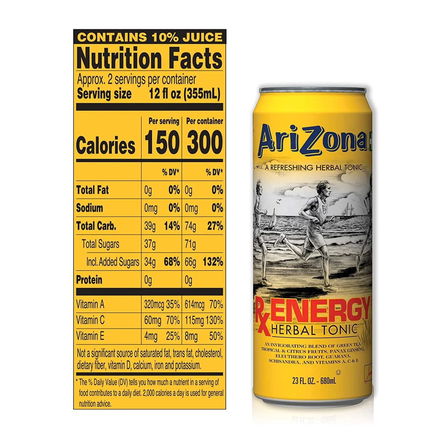 Arizona Tea RX Energy Herbal Tonic, 23 Ounce Cans (Pack of 24)