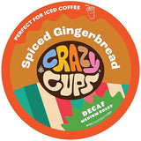Crazy Cups Decaf Spiced Gingerbread Flavored Coffee Pods, Decaf Holiday Coffee Pods, Single Serve for Keurig K Cups Machines, Medium Roast, 22 Count