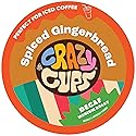 Crazy Cups Decaf Spiced Gingerbread Flavored Coffee Pods, Decaf Holiday Coffee Pods, Single Serve for Keurig K Cups Machines, Medium Roast, 22 Count