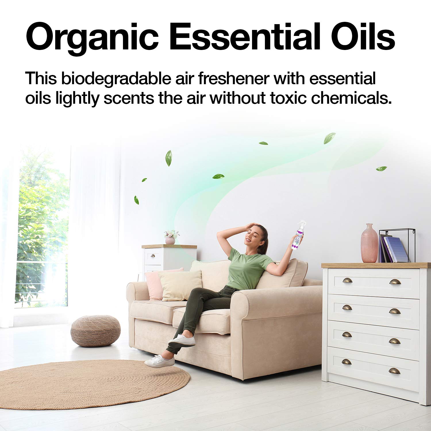 SCD Probiotics - Air Refresh Odor Eliminator Spray - Powerful Non-Aerosol Natural Odor Neutralizer - Home & Car Smell Deodorizer With Light Lavender