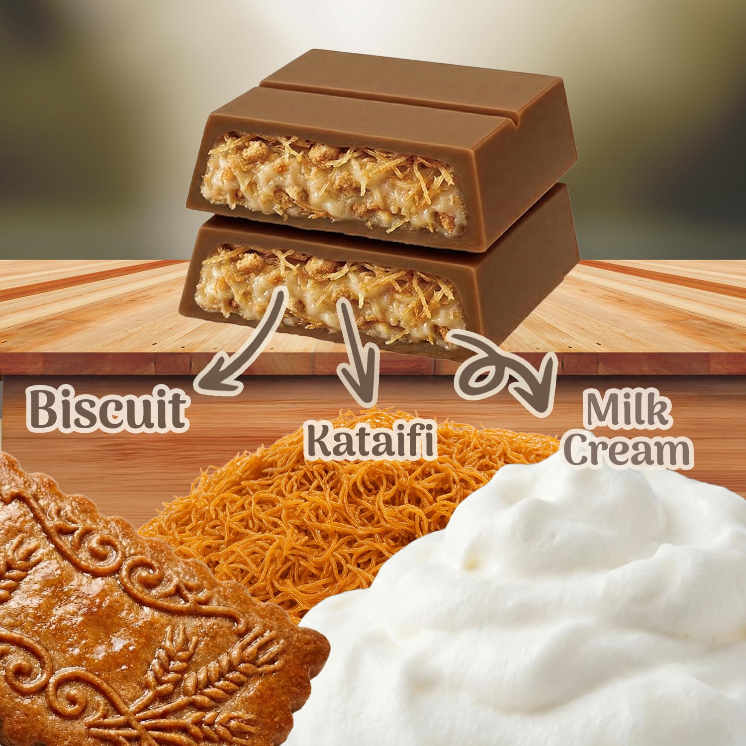 Dubai Chocolate Pistachio Bar 3.5oz | Crispy Kunafa & Creamy Pistachio Filling | Rich Gourmet Chocolate | Unique Sweet Gift Idea (3.5 Oz, Biscuit