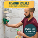 Mean Green Refillable Ultra Powered Bathroom Cleaner Concentrate, Tropical Breeze, 14.3 fl oz - Plant & Mineral Based, Removes 100% of Soap Scum