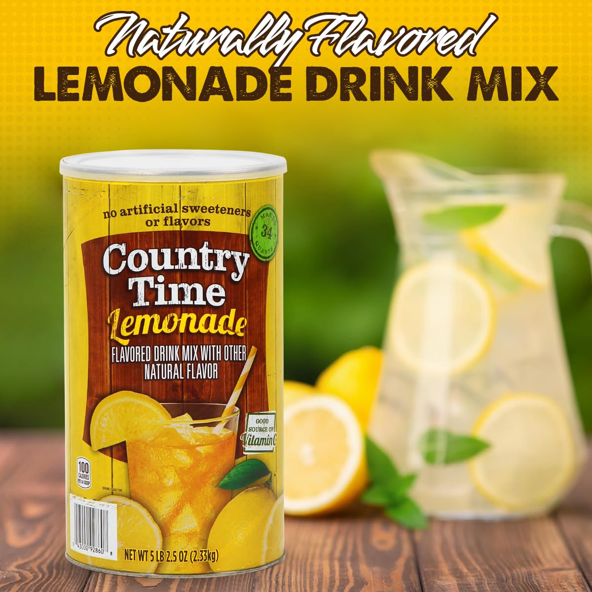 Powdered Lemonade Drink Mix- CountryTime Refreshing Lemonade Mix Powder Drink with Other Natural Flavor - Packaged in Resealable Canister with Easy