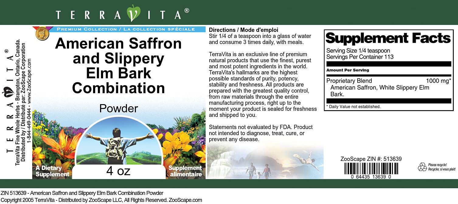 American Saffron and Slippery Elm Bark Combination Powder (4 oz, ZIN: 513639) - 3 Pack