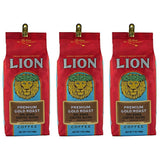 Lion Coffee, Premium Gold Roast, 10% Kona Coffee Blend, Ground, 7 Ounce Bag (Pack of Three)