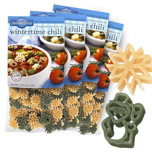 Pastabilities Fun Pasta for Kids - Wintertime Chili - Snowman & Snowflake Shaped with Seasoning Mix, Non-GMO Natural Wheat and Vegetable Pasta