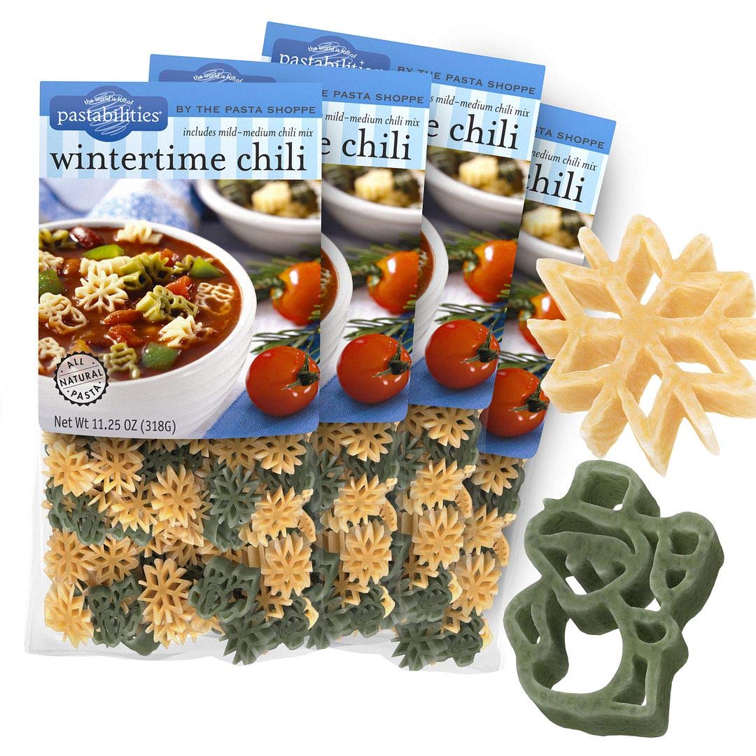 Pastabilities Fun Pasta for Kids - Wintertime Chili - Snowman & Snowflake Shaped with Seasoning Mix, Non-GMO Natural Wheat and Vegetable Pasta