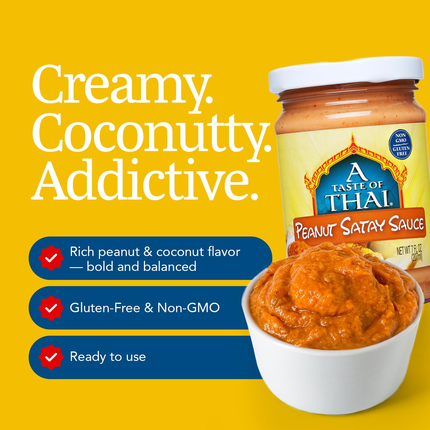 A Taste of Thai Peanut Satay Sauce | Authentic Thai Flavor with Roasted Peanuts & Spices | Ready-to-Use Mix for Noodles, Dips, Salads & Stir-Fry |