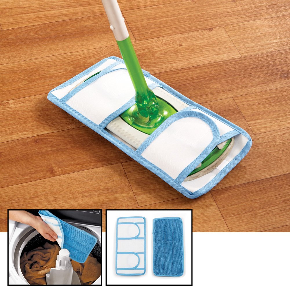 Collections Etc Reusable Mop Cleaning Pads, Cleaning Products for Hard-Surfaced Floors - Set Of 2, Machine Washable