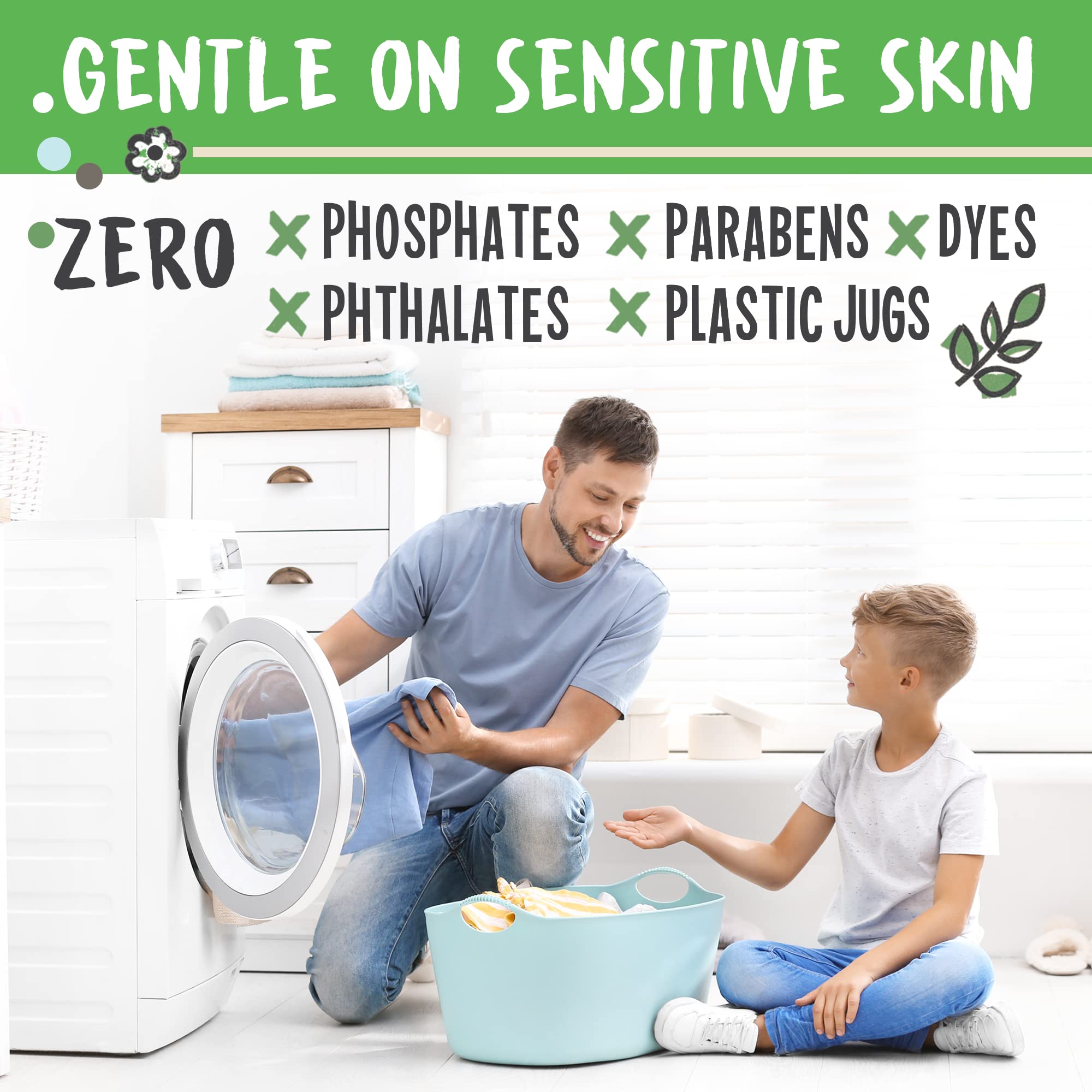 Eco Laundry Detergent Sheets - 80 Loads Laundry Sheets Detergent - 40 No Plastic Jug Washer Soap Sheet - No Mess & Space-Saving Travel Friendly