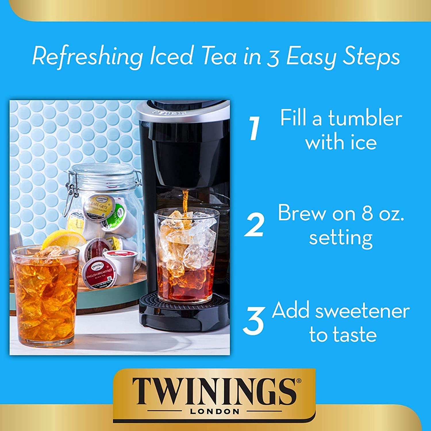 Twinings Iced Tea Unsweetened Black Tea K-Cup Pods for Keurig, Caffeinated, Refreshing, Smooth, Black Tea, 24 Count (Pack of 4)