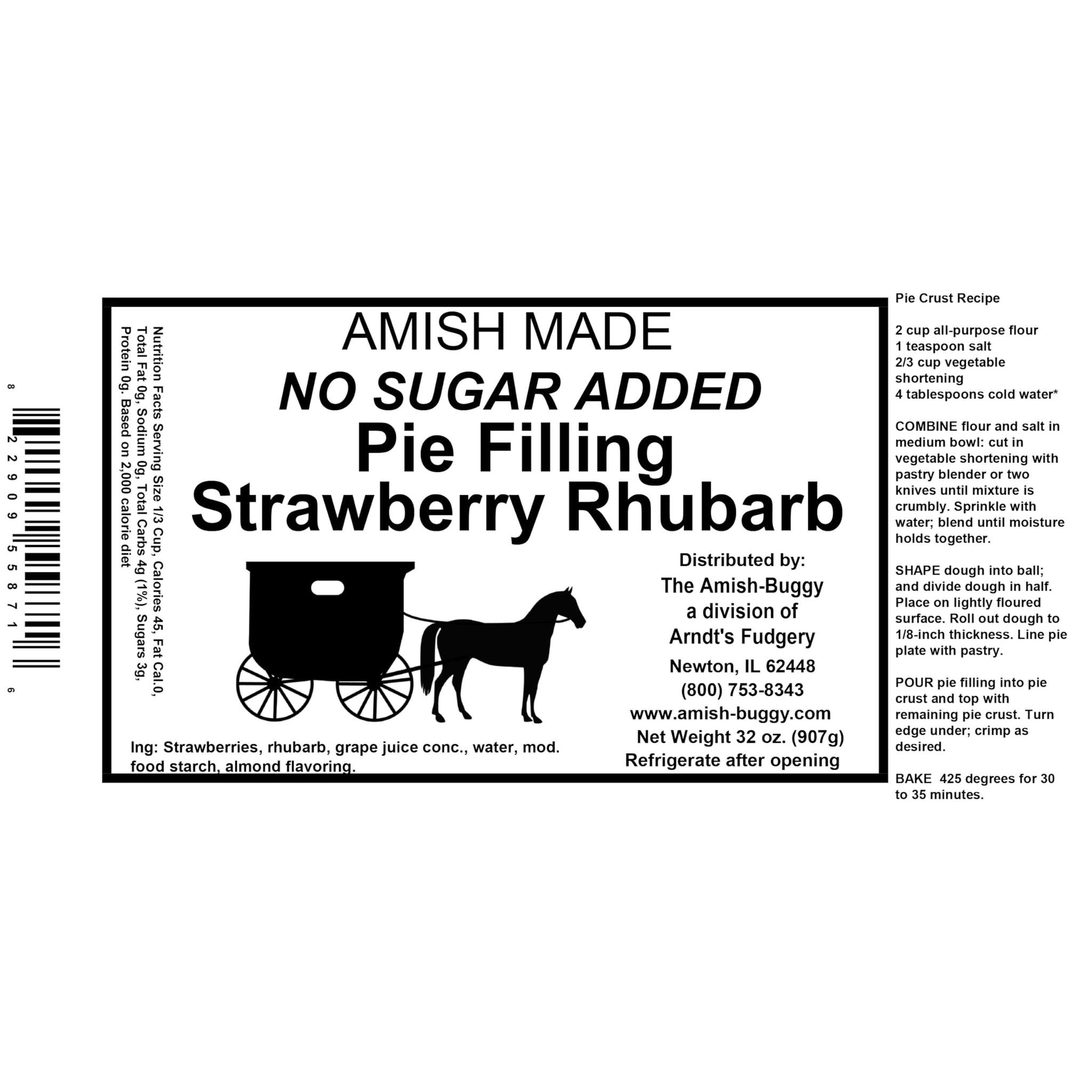 Amish Pie Filling and Topping - TWO 32 Oz Jars (Strawberry Rhubarb NSA)
