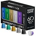 ROSSO CAFFÈ 60 Espresso Coffee Pods for Nespresso Original Machines - Premium Capsule Sampler Variety Pack 6 Flavors, Rich Breakfast to Intense Roasts