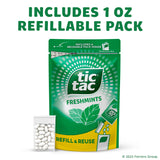 Tic Tac Bulk Freshmints Refill Bag, On-the-Go Pocket-Sized Breath Mints, Includes Empty Refillable Pack, 17.2 oz