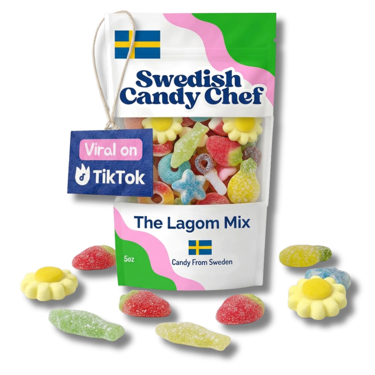 Swedish Candy Chef Lagom Mix - Swedish Gummy Candies - Variety Pack - Assorted Sweet, Sour & Fruity - Hand Packed in Sweden 5oz (.3lb)