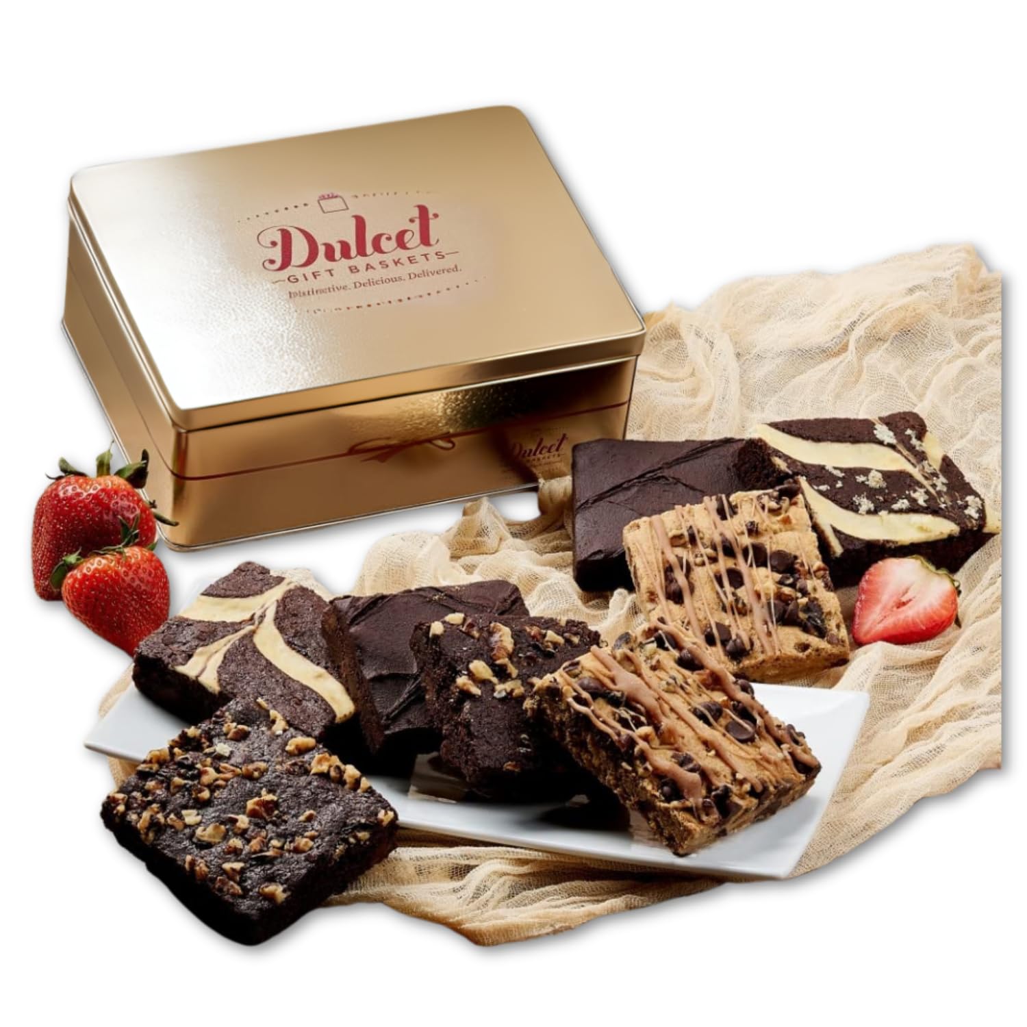 Dulcet Gourmet Food Gift Basket, Great Gift - Includes: Chocolate Brownies, Walnut Brownies, Chocolate Chip blondes, ideal gift idea by Dulcet Gift