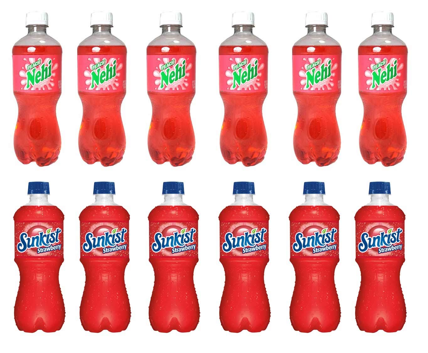 LUV BOX-Variety Soft Drinks Pack , 20 oz , Pack of 12, Nehi Peach , SUNKIST STRAWBERRY