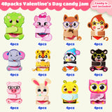 Zonon 48 Pcs Valentine's Day Candy Cards Holder Gifts Funny Exchange Treat Cards for Valentine Day Party Favor Supplies(Animal Style)