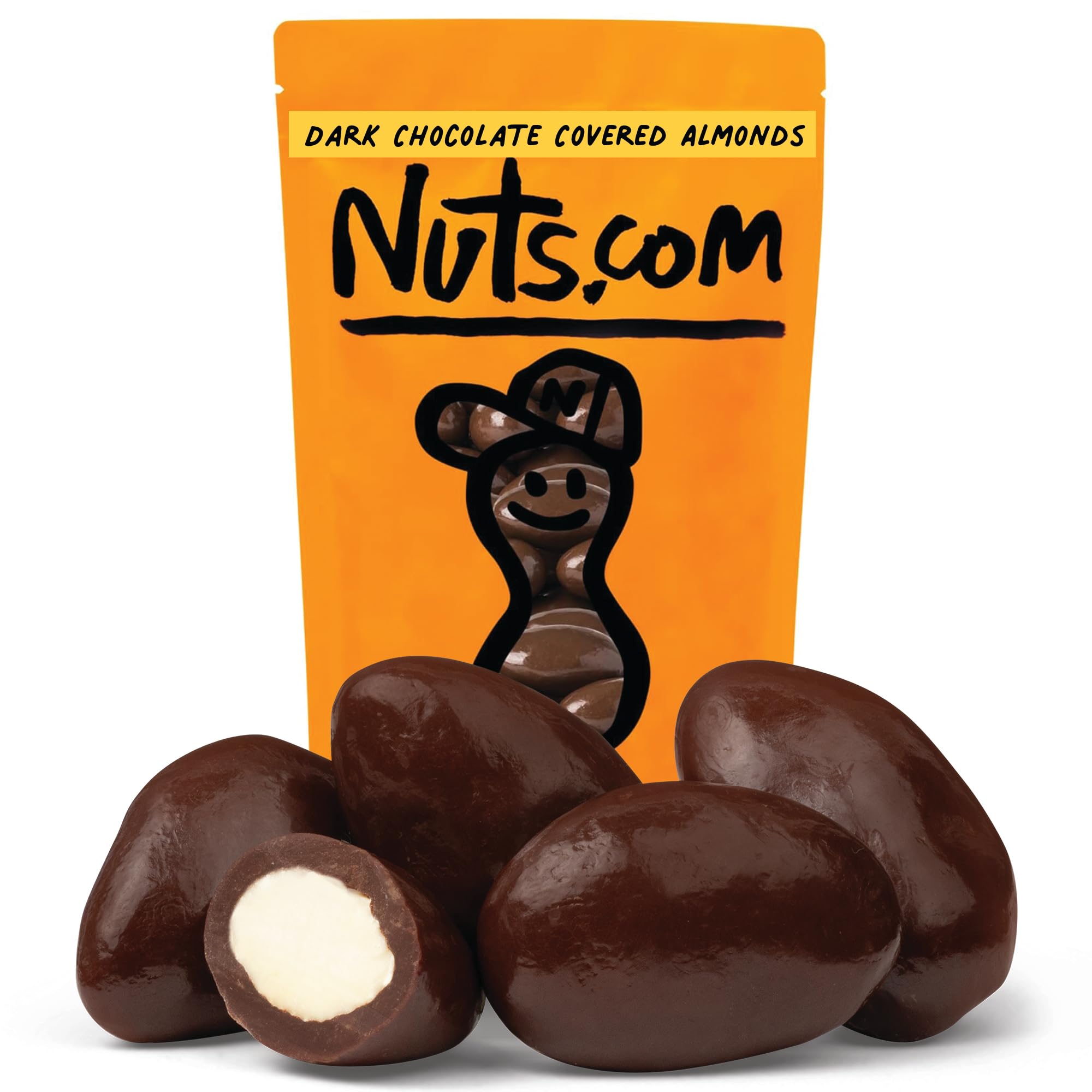 Nuts com - Dark Chocolate Covered Almonds - 2 Pound Bag, Healthy Snack for Adults & Kids, Good Source of Protein, Fiber, Iron, Calcium, Potassium
